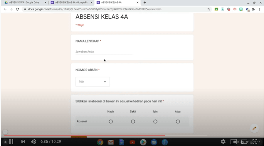 cara membuat absen online dengan menggunakan google form