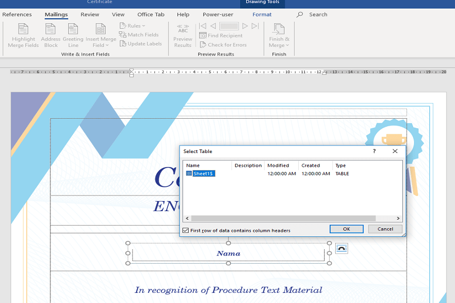 Inilah Cara Mencetak Sertifikat dalam Jumlah Banyak dengan Menggunakan Ms Excel dan Ms word 2020! 5 Cara Mencetak Sertifikat dengan menggunakan Ms Office dan Ms Excel
