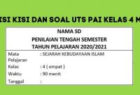 soal uts pai kelas 4 semester 2 dan kunci jawaban