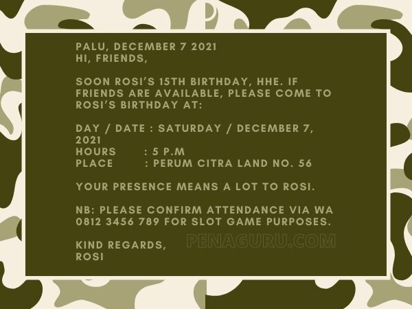 contoh undangan ulang tahun dalam bahasa inggris dan terjemahannya