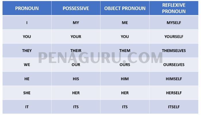 pronoun dalam Bahasa Inggris