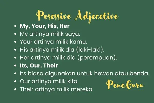 Contoh Kalimat Possessive Adjective